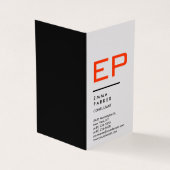 Verticaal zwart wit trendy rood monogram visitekaartje (Buitenkant)