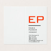 Verticaal zwart wit trendy rood monogram visitekaartje (Buitenkant ongevouwen)