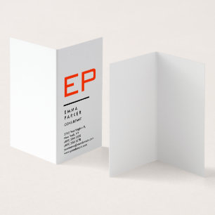 Verticaal zwart wit trendy rood monogram visitekaartje