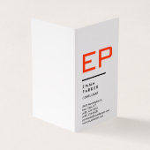 Verticaal zwart wit trendy rood monogram visitekaartje (Buitenkant)