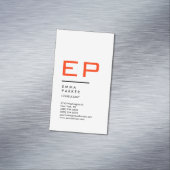 Verticaal zwart-witte rand Rood monogram Magnetisch Visitekaartje (Voorbeeld)