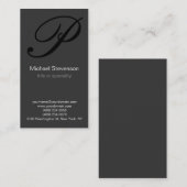 Verticaal zwart zwart wit grijs Visitekaartje (Voorkant / Achterkant)