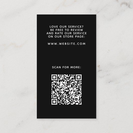 Verticaal zwarte elegant Dank u Visitekaartje (Achterkant)