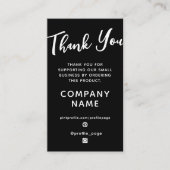 Verticaal zwarte elegant Dank u Visitekaartje (Voorkant)