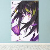 vertical anime girls Premium Wrapped Canvas(Gloss) Canvas Afdruk (Insitu (Houten vloer))