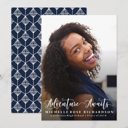 Vertical Avontuur Wacht Afstudeer Uitnodiging (Voorkant / Achterkant)