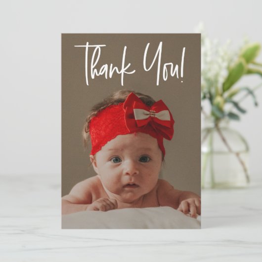 Vertical Baby Girl Foto geboorteaankondiging Bedankkaart (Staand voorkant)