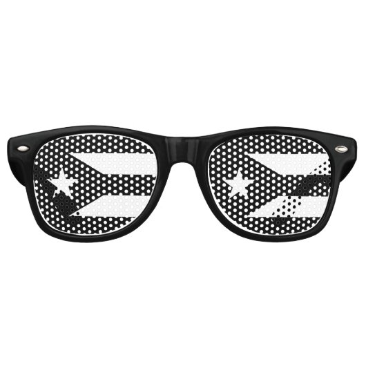 Vertical Black flag of Puerto Rico Retro Zonnebril (Voorkant)