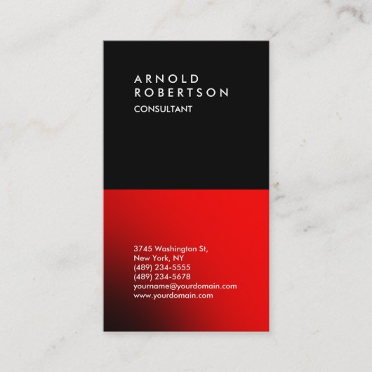 Vertical Black Red Trendy Consultant Visitekaartje (Voorkant)