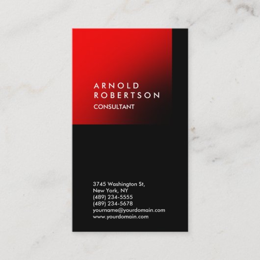 Vertical Black Red Trendy Consultant Visitekaartje (Voorkant)