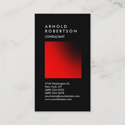 Vertical Black Red Trendy Consultant Visitekaartje (Voorkant)