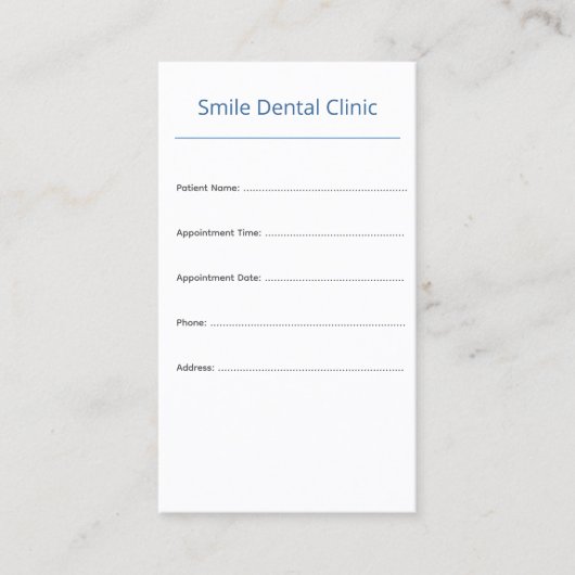 Vertical Dental Appointment Card Clean Design Afsprakenkaartje (Voorkant)