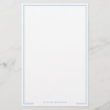 Vertical Eenvoudig Stofblauw Rand Naam Briefpapier
