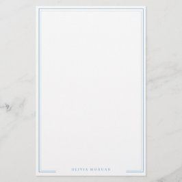 Vertical Eenvoudig Stofblauw Rand Naam Briefpapier