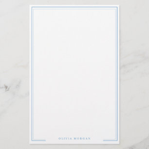 Vertical Eenvoudig Stofblauw Rand Naam Briefpapier