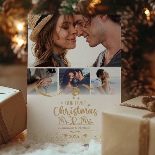 Vertical Eerste Kerstdag 4 Foto Lay-out Feestdagenkaart