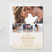 Vertical First Christmas 4 Photo Layout Feestdagenkaart (Voorkant)