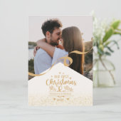 Vertical First Christmas Full Photo Layout Feestdagenkaart (Staand voorkant)