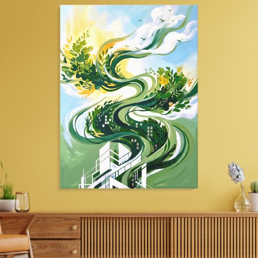 Vertical Forest Abstracte Kunst | Groene Architect Canvas Afdruk (Insitu (Woonkamer))