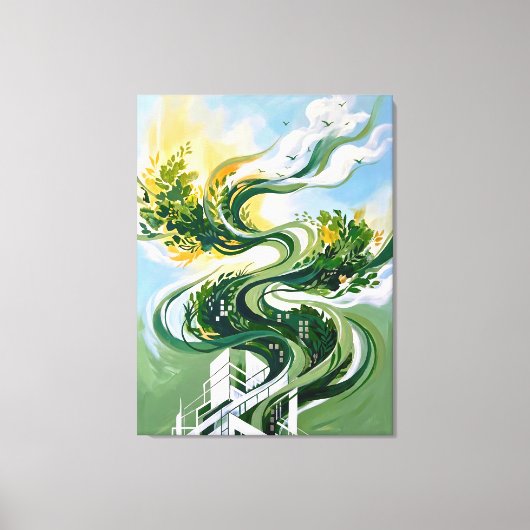 Vertical Forest Abstracte Kunst | Groene Architect Canvas Afdruk (Voorkant)