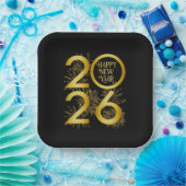 Vertical Gold 2026 New Year Design with Fireworks Papieren Bordje (Feest)