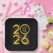 Vertical Gold 2026 New Year Design with Fireworks Papieren Bordje (Feest)