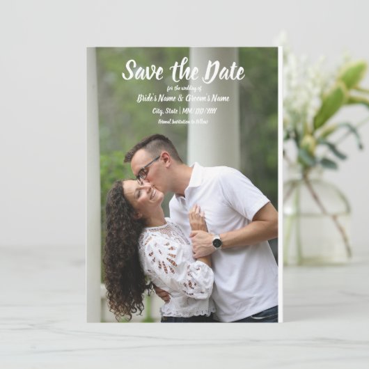 Vertical Huwelijk Save The Date Kaart (Staand voorkant)