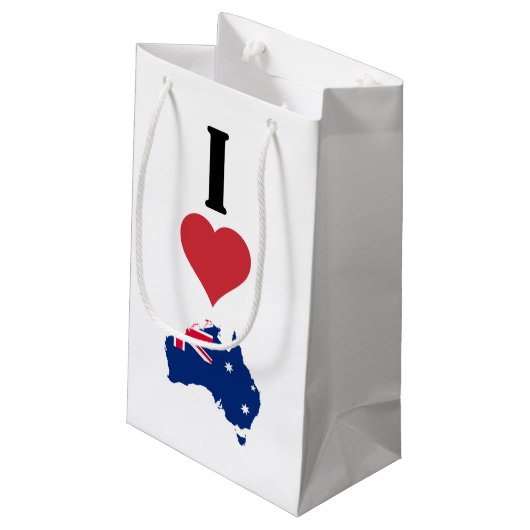Vertical I Love Australia / I Heart Australia Klein Cadeauzakje (Achterkant Gekanteld)