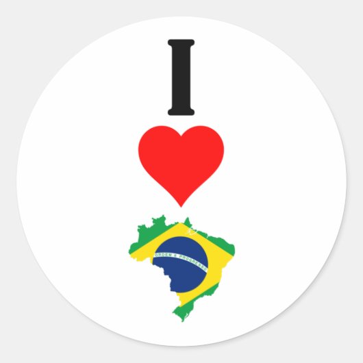 Vertical I Love Brazil / I Heart Brazil Brazilian Ronde Sticker (Voorkant)