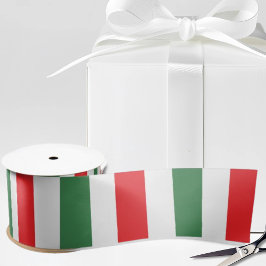 Vertical Italian Flag Stripes on White Satijnen Lint