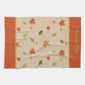 Vertical Kleurrijke Herfstbladeren aangepaste teks Theedoek (Horizontaal)