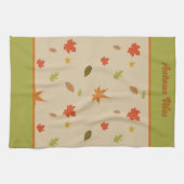 Vertical Kleurrijke Herfstbladeren aangepaste teks Theedoek (Horizontaal)