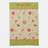 Vertical Kleurrijke Herfstbladeren aangepaste teks Theedoek (Verticaal)