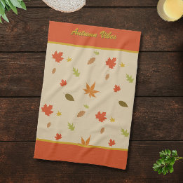 Vertical Kleurrijke Herfstbladeren aangepaste teks Theedoek