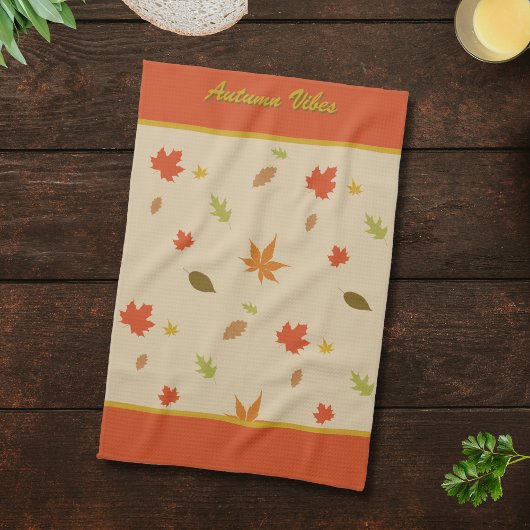 Vertical Kleurrijke Herfstbladeren aangepaste teks Theedoek