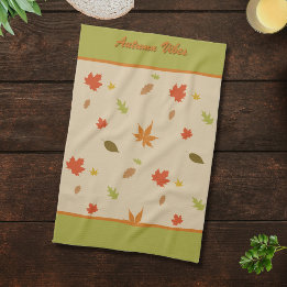 Vertical Kleurrijke Herfstbladeren aangepaste teks Theedoek