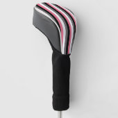 Vertical Lines Pink White Grey Black Stripes Golfheadcover (Schuin)
