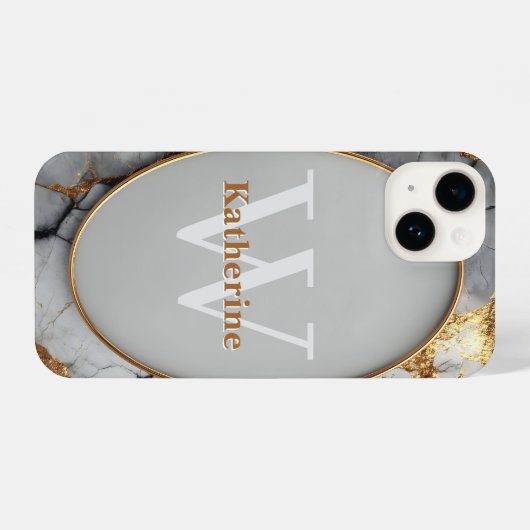 Vertical Luxury Oval Frame with Custom Name iPhone Hoesje (Achterkant horizontaal)