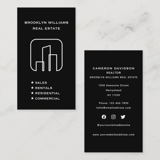 Vertical Makelaar Vastgoedmakelaar Sociale Media Visitekaartje (Voorkant / Achterkant)