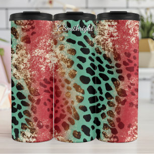 Vertical paneel dierprint collage thermosbeker