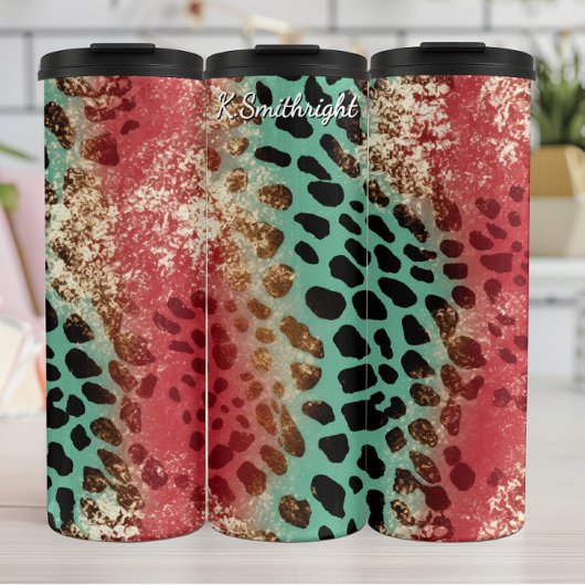 Vertical paneel dierprint collage thermosbeker