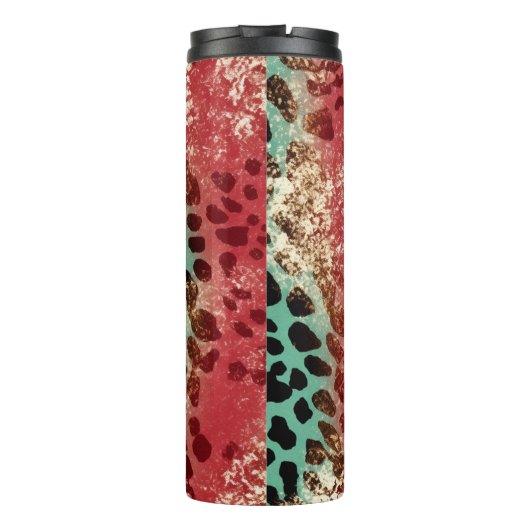 Vertical Panel Animal Print Collage Thermosbeker (Achterkant)