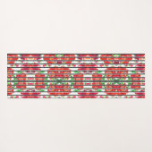 Vertical patterned fabric showcasing red flowers yogamat (Achterkant (horizontaal))