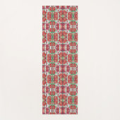 Vertical patterned fabric showcasing red flowers yogamat (Voorkant)