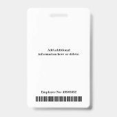 Vertical Pink Custom Employee ID Photo Name Badge (Back)