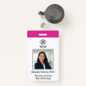 Vertical Pink Custom Employee ID Photo Name Badge (Voorkant met intrekbare)