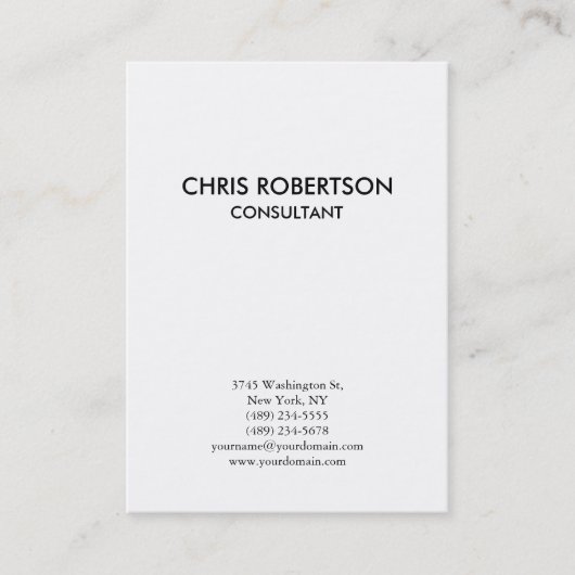 Vertical Plain Black & White Chubby Visitekaartje (Voorkant)