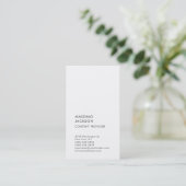 Vertical Plain Simple Black White Minimalist  Visitekaartje (Staand voorkant)