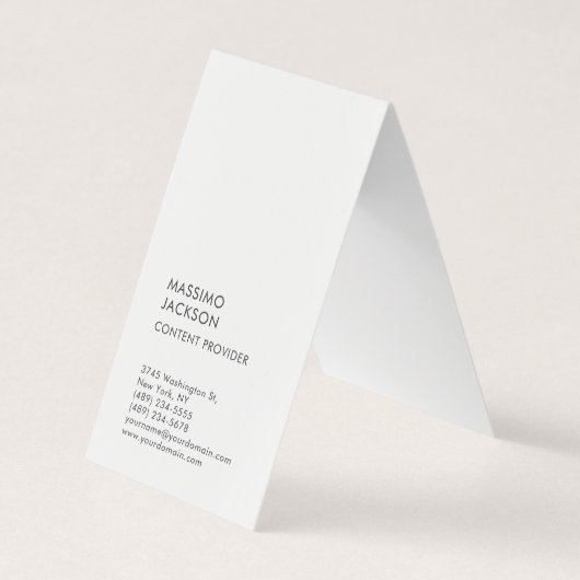 Vertical Plain Simple Black White Minimalist  Visitekaartje (Voorkant)
