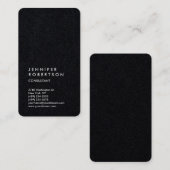 Vertical Premium Black Trendy Consultant Visitekaartje (Voorkant / Achterkant)